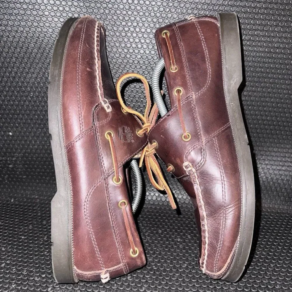 Timberland Classic 2 Eye Brown Leather Comfy Boat Shoes Loafers Mens Size 11.5M